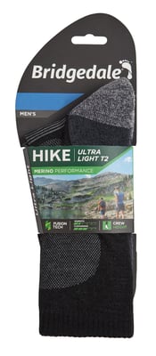 Bridgedale - Mens Hiking Ultralight Merino Wool Socks - Black