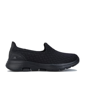 Girl's Skechers Junior Go Walk 5 Slip On Trainers in Black