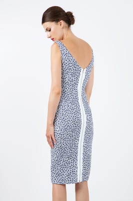 Sleeveless Floral Straight Dress with Zip Detail