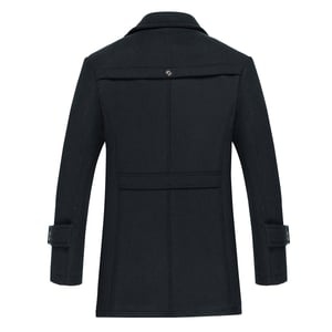 Herr vinter förtjockad enfärgad casual ulljacka med randig krage Camel Blue