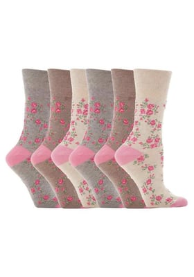 Gentle Grip - 6 Pairs Ladies Gentle Grip Non Elastic Socks - GG33