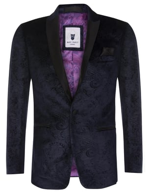Marine fluwelen paisley blazer dinerjack voor heren