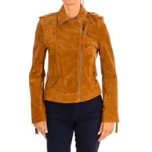 Women's short long sleeve leather jacket 9066