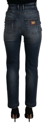 Dolce & Gabbana Blauwe Denim Kristallen Versierde Broek Damesjeans