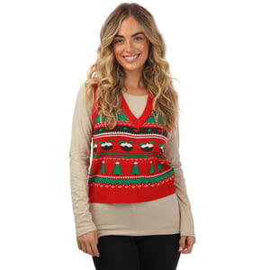 Brave Soul kersttanktop met jacquard voor dames, rood
