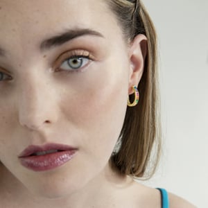Luxenter Sterling Zilver 925 oorbellen met Veelkleurige Zirkonia afgewerkt in 18K geel goud - Tuhato