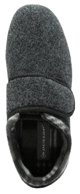 Velcro Slippers for Men | Dunlop | Memory Foam | Orthapedic | Easy Close | House Bedroom Indoor - Charcoal