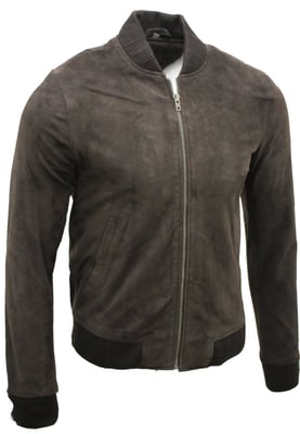 Varsity Soft Suede Leather Bomber Jacket
