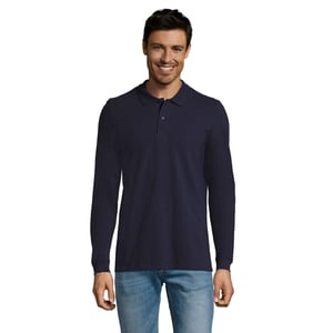 SOLS Heren Perfect Effen Piqué Poloshirt met Lange Mouwen (Franse marine)