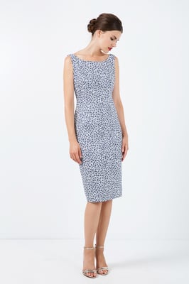 Sleeveless Floral Straight Dress with Zip Detail