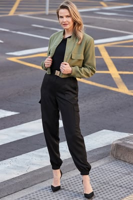 Khaki Green Utility Bomber Jacket