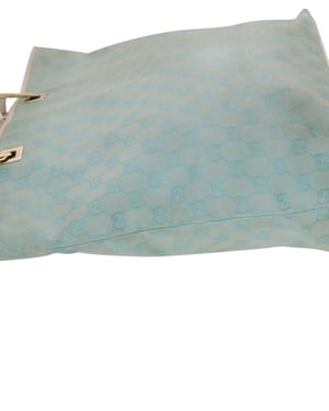 GUCCI GG Canvas Shopper Tas Lichtblauw Wit Auth 50181