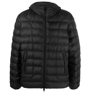 Diesel Plain Black Padded Hooded Jacket