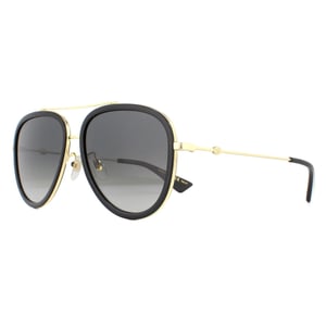 Gucci Solglasögon GG0062S 011 Svart Och Guld Grå Gradient Polariserad