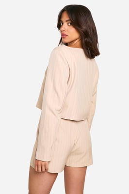Pinstripe Wrap Front Tailored Skort