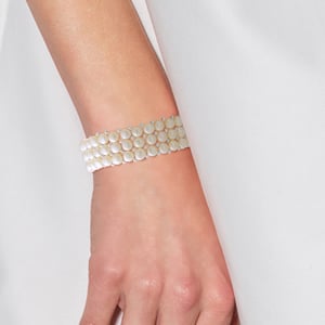 Manchet armband 3 rijen Zoetwater Pearl White 925
