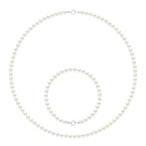 Set Necklace Bracelet is made up of : Necklace of Real Cultured Freshwater Pearls Round 4-5 mm