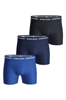 Björn Borg Onderbroeken 3-Pack Boxers Solids Blue Mix Blauw