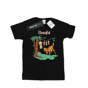 Disney Dames/Dames Bambi Omhoog Gekanteld Katoenen Vriendje T-shirt (Zwart)