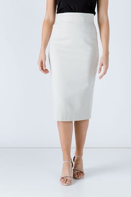 Sofistikerad elfenbensfärgad Gabardine Pencil Skirt med bomullsblandning