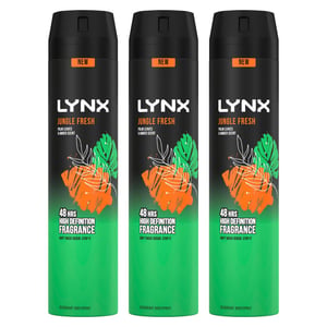 Lynx XXL Body Spray Jungle Fresh 48H High Definition Fragrance Deodorant,3x250ml