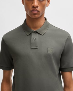 BOSS Orange Passenger Heren Stretch-Katoenen Slim-Fit Polo Shirt met Logo Patches