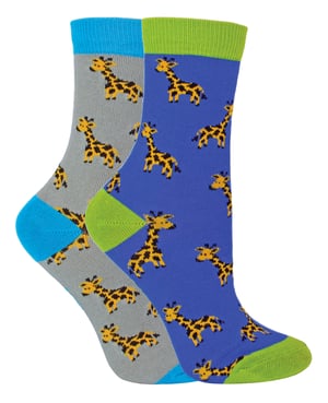 Mr Heron - 2 Pairs Boys Bamboo Animal Patterned Socks - Giraffes