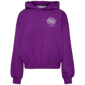 Off-White Hand Arrow Design Boxy Fit Purple Oversized Hoodie