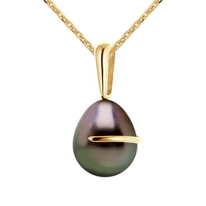 Tahitian Pearl Pendant Pear 8-9mm Yellow Gold