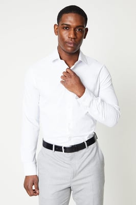 White Tailored Fit Long Sleeve Easy Iron Shirt