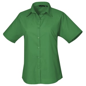 Premier Popeline blouse met korte mouwen / Gewoon werkoverhemd (Smaragd)