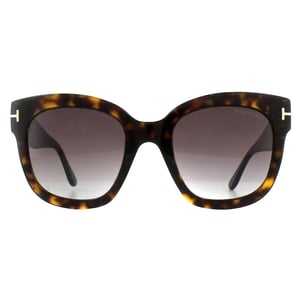 Tom Ford Square Womens Dark Havana Bordeaux Gradient Solglasögon