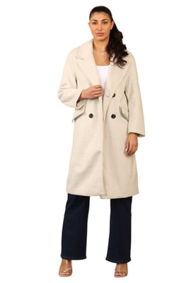 Bershka Womens Double Breasted Trench Coat in Ivory