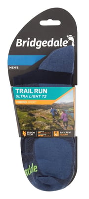 Bridgedale - Mens Running Ultralight Merino Sport Socks - Blue