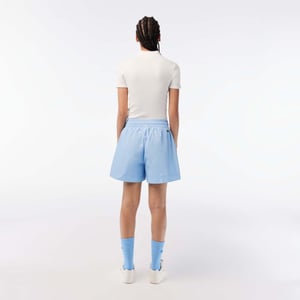 Women's Lacoste Monogram Print Shorts in Light Blue