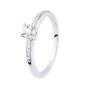 Diamond Solitaire ondersteund 0070 Cts Illusion 1 Ct White Gold set met vier klauwen