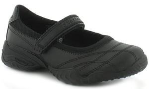 Nya flickors svarta läder Skechers skolskor med snabbstängning