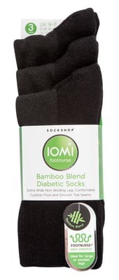 Extra Wide Bamboo Socks for Diabetics by IOMI | 3 Pack | 4 Colours