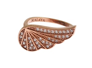 Nialaya Roze Goud 925 Zilver Dames Heldere CZ Ring