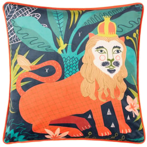 Kate Merritt Lion Piped Velvet Polyester Filled Cushion