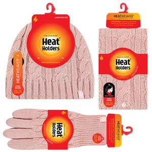 Heat Holders dameshoed, nekwarmer handschoenen set - Schemerig Roze