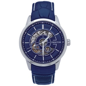 Heritor automatisch Davies semi-skelet lederen band horloge