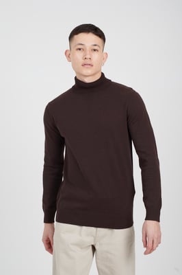 Chocolate 'Hume' Roll Neck Jumper