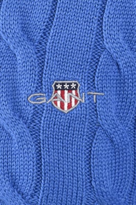 Gant Cotton Cable Half Zip Knitwear Rich Blue