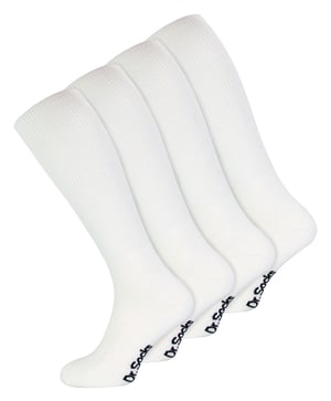 Mens Knee High Diabetic Socks | Dr.Socks | Extra Wide Loose Long Bamboo Socks for Swollen Legs - White