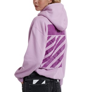 Gebroken witte Diag lila paarse hoodie met normale pasvorm
