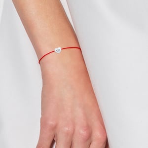 DIADEMA - Armband - Röd Nylon - Hjärta - Äkta diamant