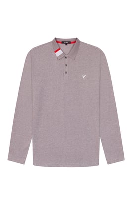 D-Rock Mens Polo Shirt with Dual-Stripe Collar Long Sleeve