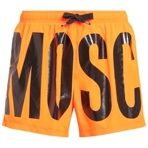 Moschino Brand Print Logo Bright Orange Short Swim Shorts