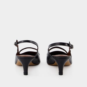 Spetsig Slingback - Maison Kitsune - Läder - Svart
